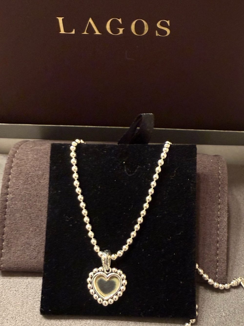Lagos SIGNATURE CAVIAR  
Two-Tone Heart Charm and Beaded 18” Necklaces